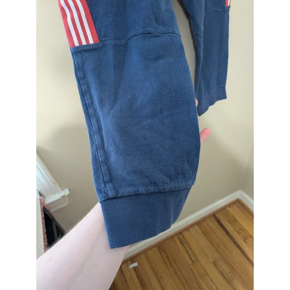 Adidas Jogger Pants Men’s L Blue Cotton Red Stripes Pockets YGI G3-136
